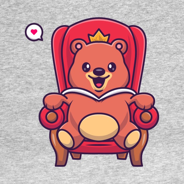 Cute Bear King Sitting On The Royal Chair Cartoon by Catalyst Labs